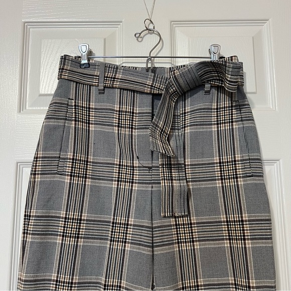 Aritzia Wilfred High-Waisted Tie Front Jallade Trouser Pants Check Plaid - Sz 6 - Picture 3 of 16